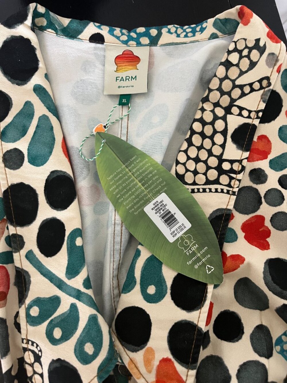 FARM Rio Mushroom Forest Canvas Dress Off White XL NWT Sold Out - Picture 10 of 10